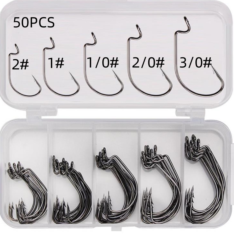 Fishing Equipment Basics - 50Pcs/Box High Carbon Steel Fishing Hooks